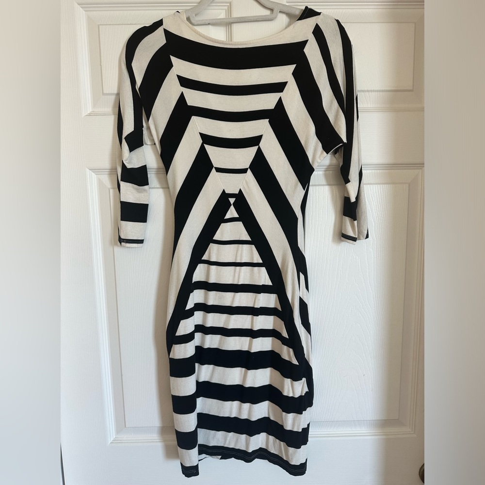 Bebe Black and Cream Dress Size XS